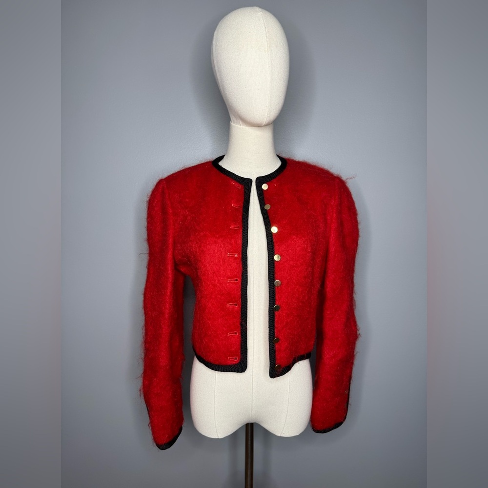 Adele Simpson Red Vintage Cropped Jacket - image 1